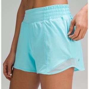 Hotty Hot High-Rise Lined Short 4" in Cyan - Size 10